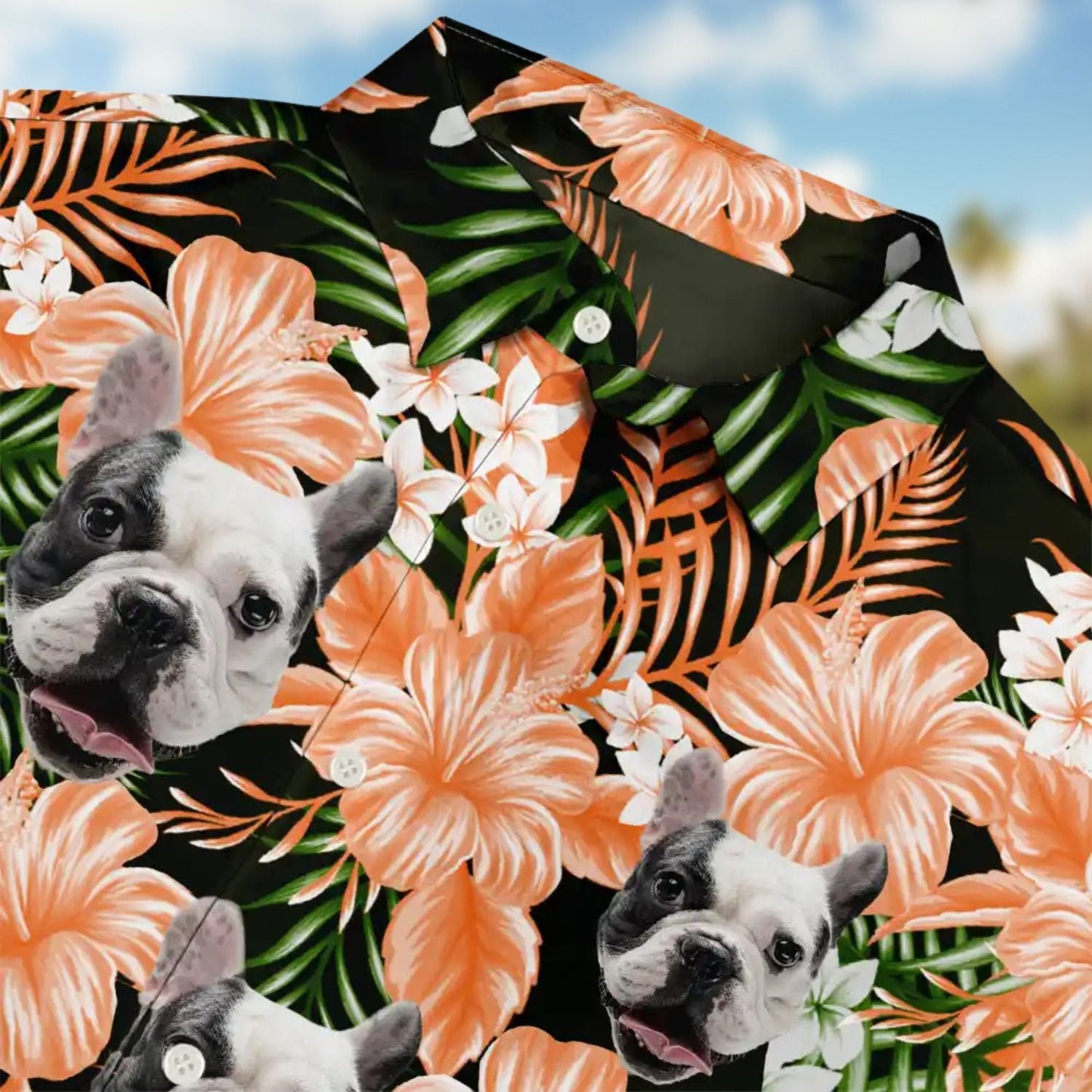 Tropical Custom Photo Family Pet Face Background Hawaiian Shirt For Beach Days And Outdoor Gatherings