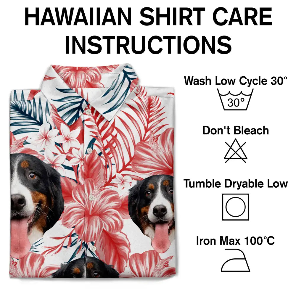 Tropical Custom Photo Family Pet Face Background Hawaiian Shirt For Beach Days And Outdoor Gatherings