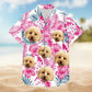 Tropical Custom Photo Family Pet Face Background Hawaiian Shirt For Beach Days And Outdoor Gatherings