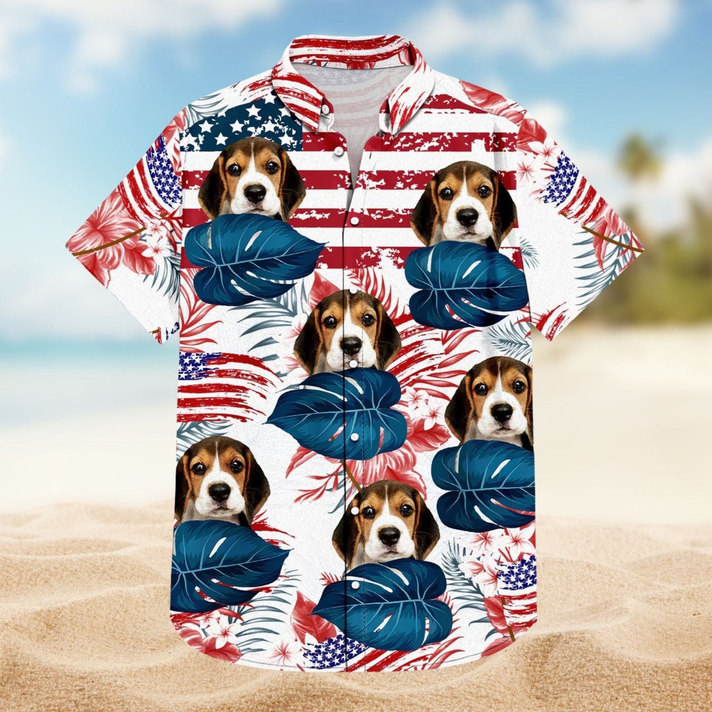 Funny Dog Custom Photo Family Pet Face Hawaiian Shirt For Island Vacations And Everyday Style