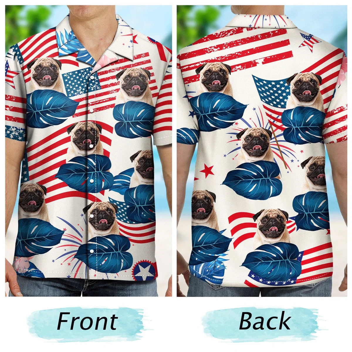 Funny Dog Custom Photo Family Pet Face Hawaiian Shirt For Island Vacations And Everyday Style
