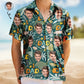 Custom Photo Dino Dad Personalized Hawaiian Shirt For Beach Parties, Coastal Travel, And Relaxed Warm Weather Style