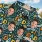 Custom Photo Dino Dad Personalized Hawaiian Shirt For Beach Parties, Coastal Travel, And Relaxed Warm Weather Style