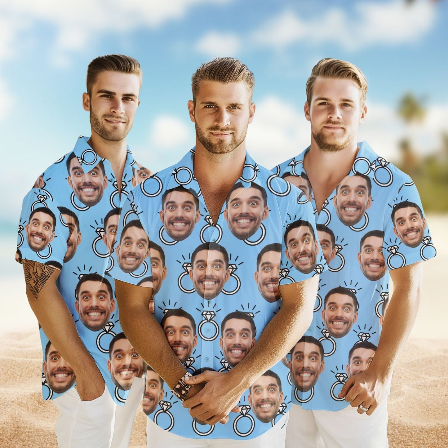 Funny Custom Face Bachelor Party Wedding Gift Hawaiian Shirt For Summer Vacation And Beach Travel