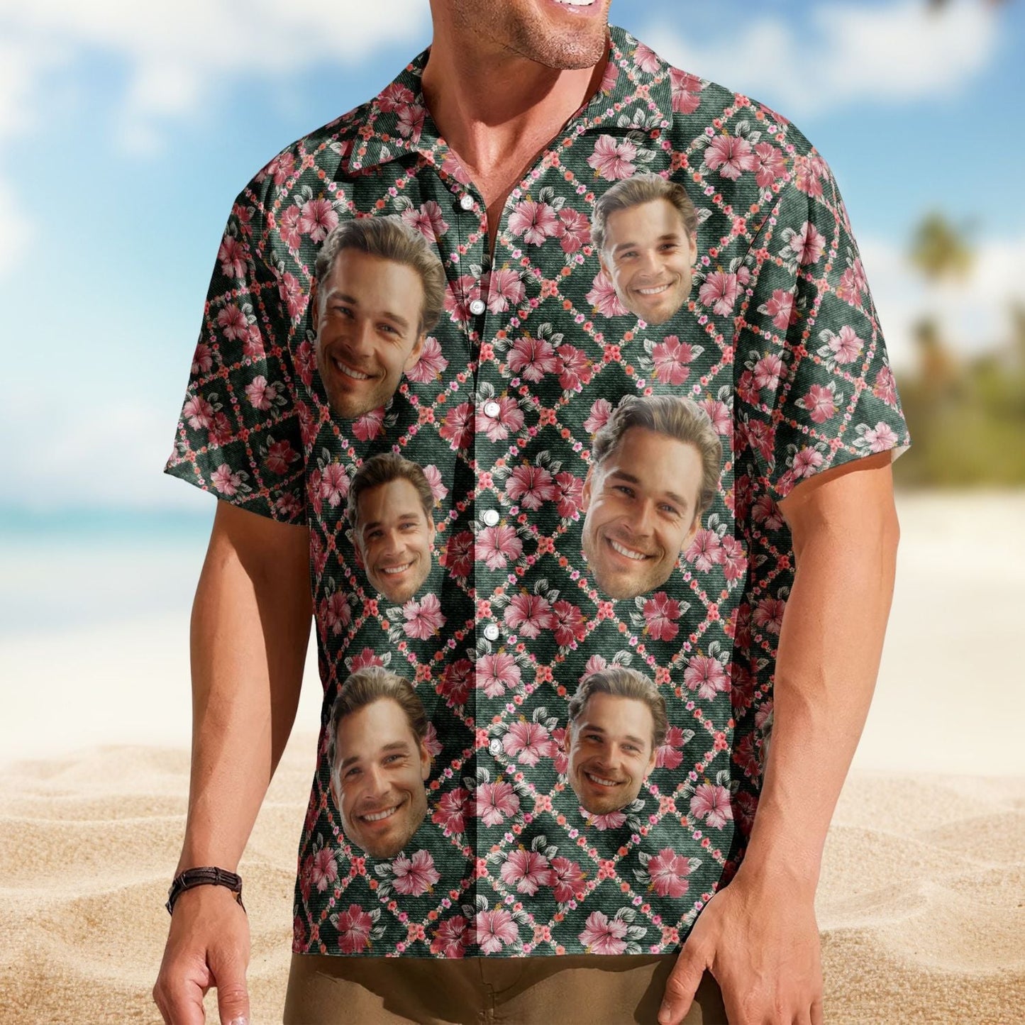 Funny Custom Face Photo Family Friends Pet Hawaiian Shirt For Summer Vacation And Beach Travel
