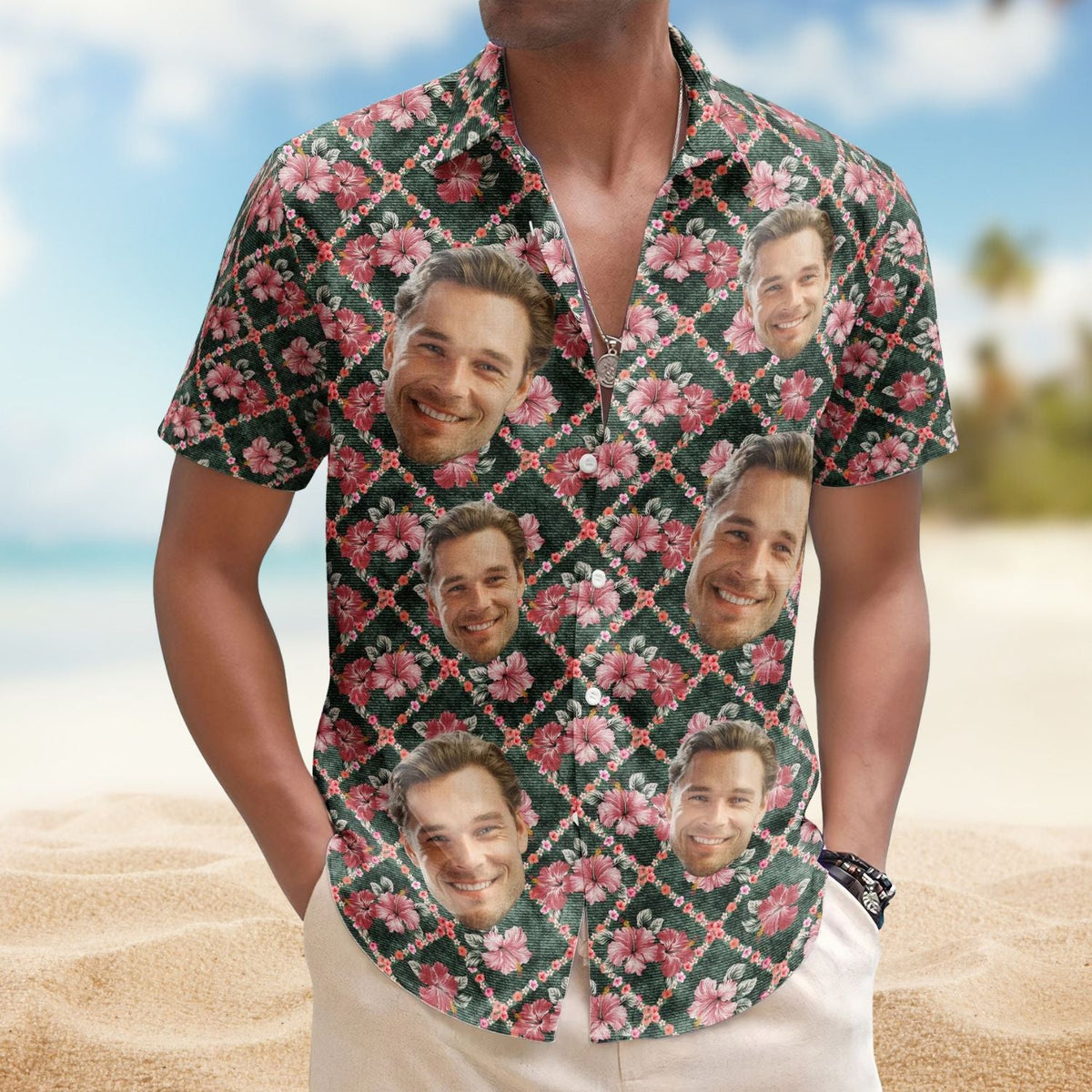 Funny Custom Face Photo Family Friends Pet Hawaiian Shirt For Summer Vacation And Beach Travel