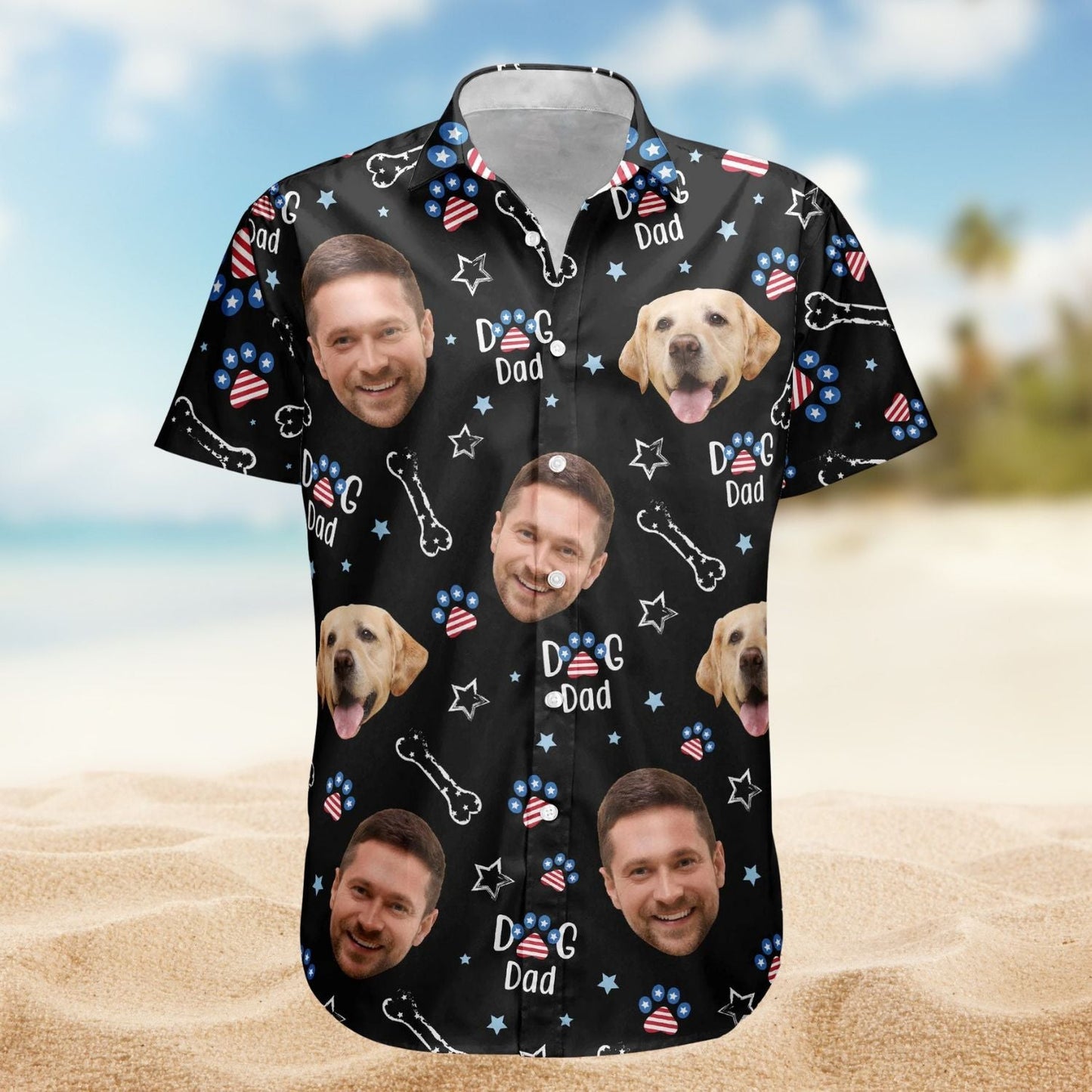 American Independence Day Paw Personalized Photo Hawaiian Shirt For Custom Resort Wear And Summer Trips