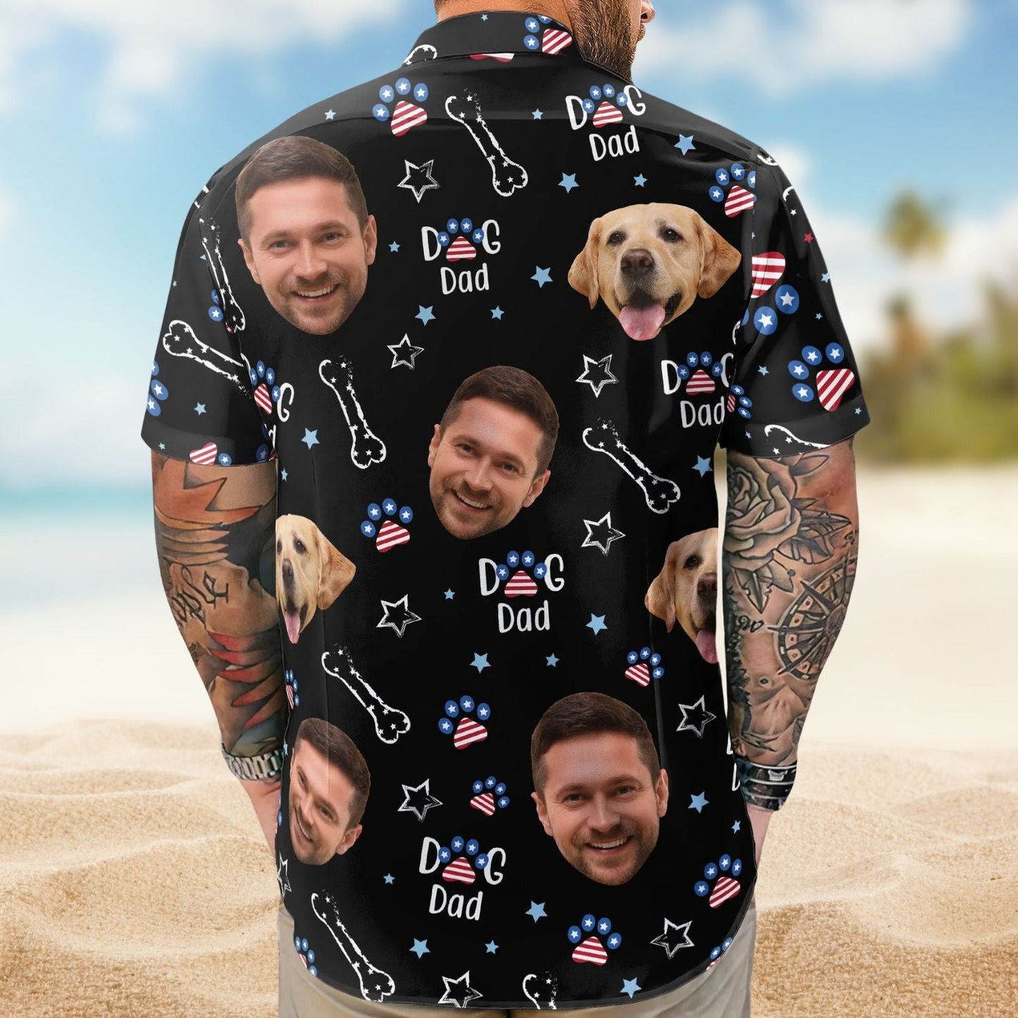 American Independence Day Paw Personalized Photo Hawaiian Shirt For Custom Resort Wear And Summer Trips