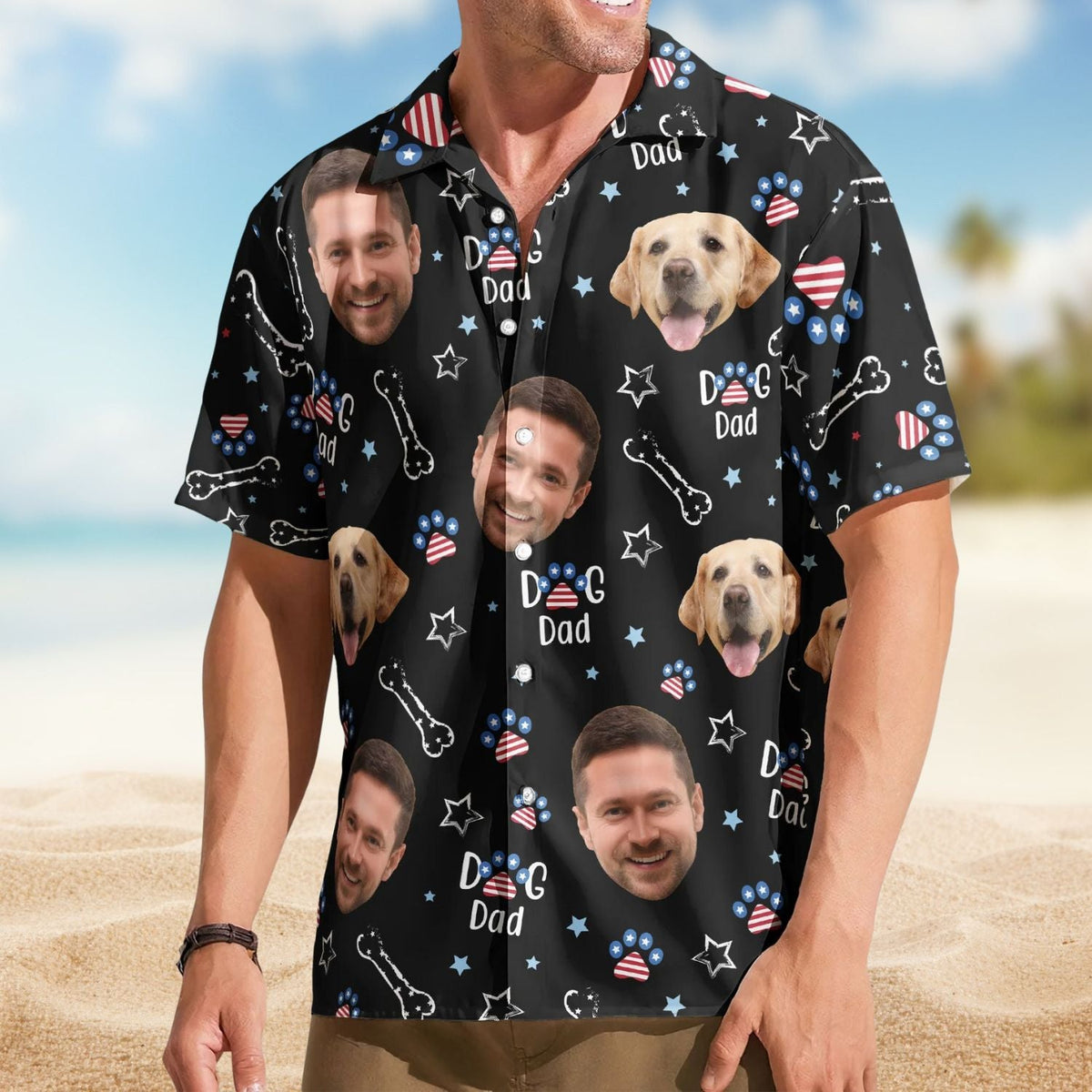 American Independence Day Paw Personalized Photo Hawaiian Shirt For Custom Resort Wear And Summer Trips