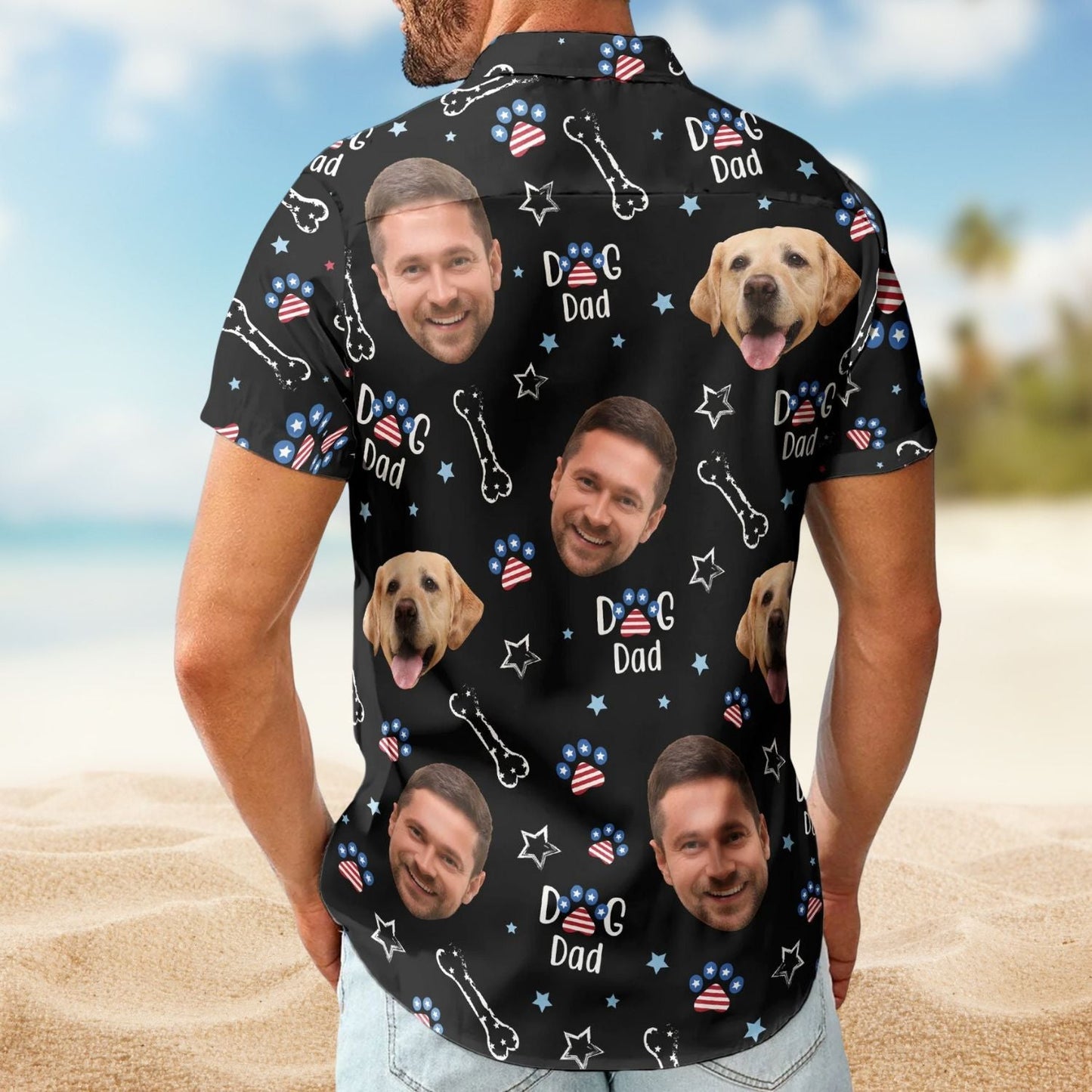 American Independence Day Paw Personalized Photo Hawaiian Shirt For Custom Resort Wear And Summer Trips