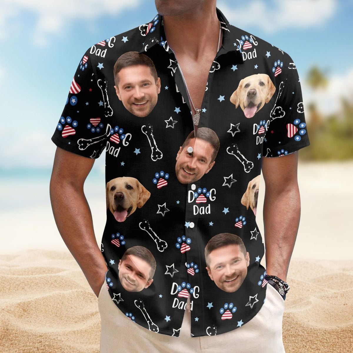 American Independence Day Paw Personalized Photo Hawaiian Shirt For Custom Resort Wear And Summer Trips