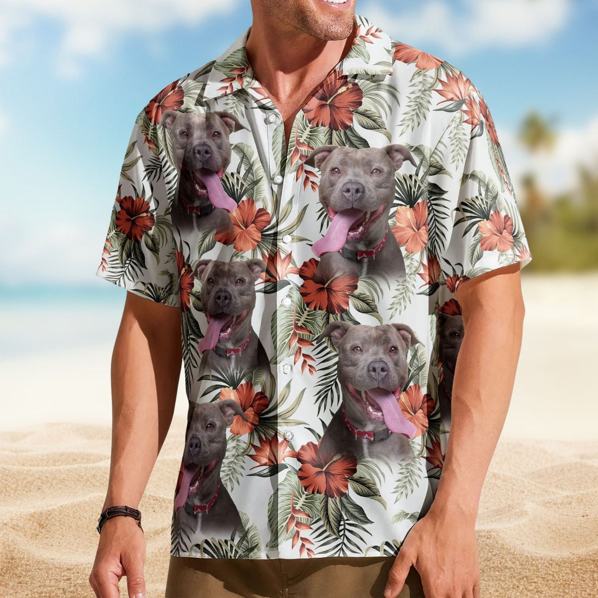 Funny Custom Face Photo Aloha Pet Hawaiian Shirt For Tropical Holidays And Casual Wear