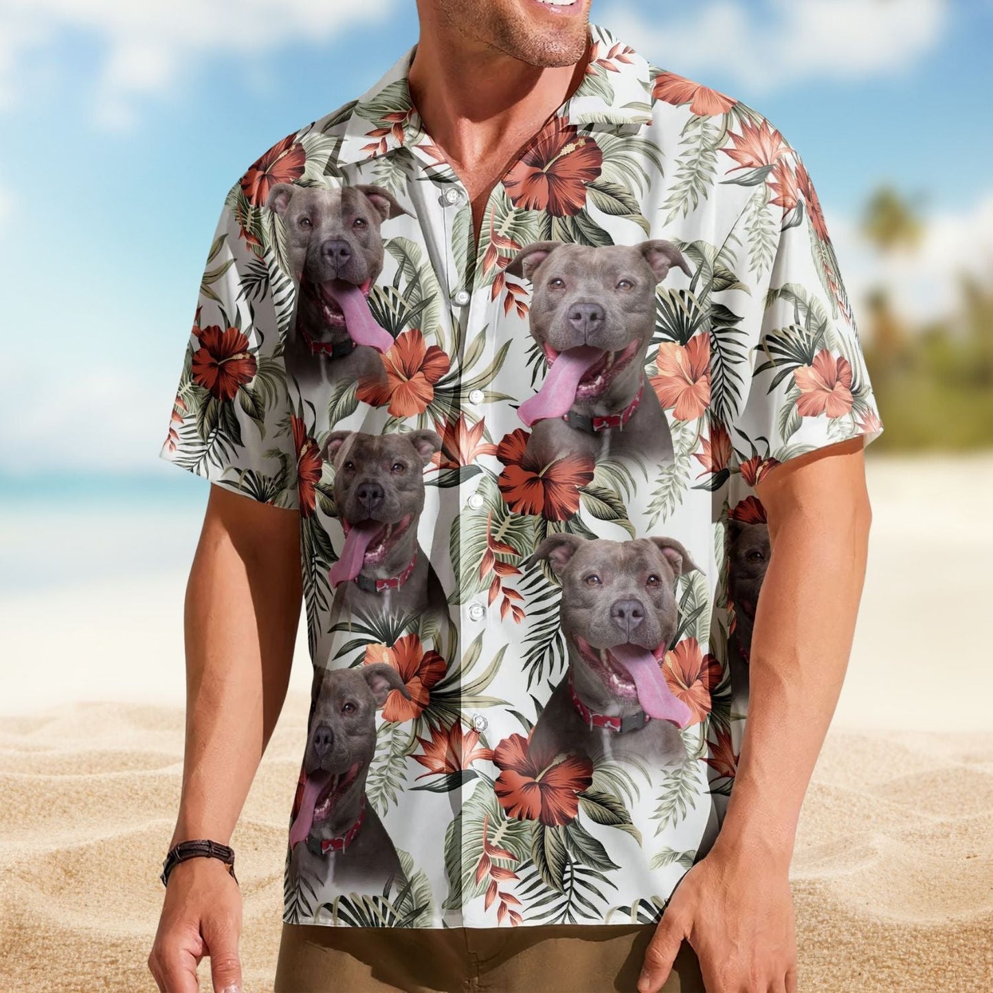 Funny Custom Face Photo Aloha Pet Hawaiian Shirt For Tropical Holidays And Casual Wear