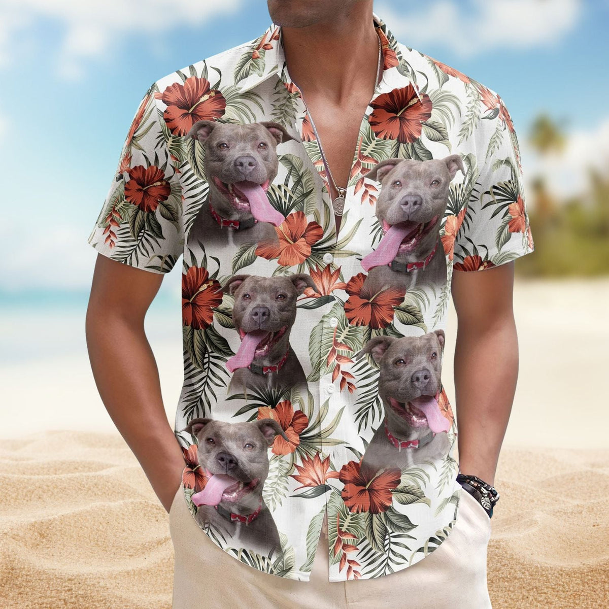 Funny Custom Face Photo Aloha Pet Hawaiian Shirt For Tropical Holidays And Casual Wear