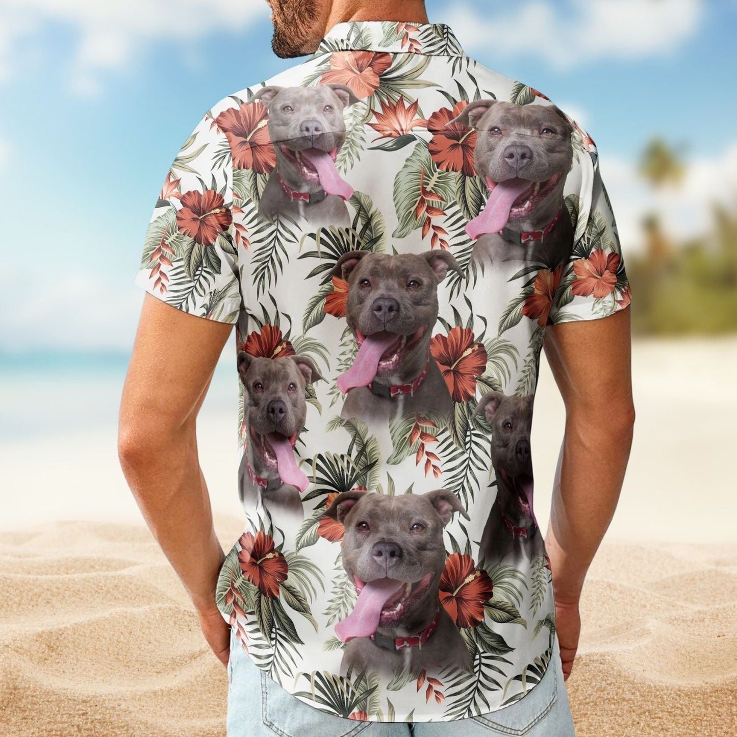 Funny Custom Face Photo Aloha Pet Hawaiian Shirt For Tropical Holidays And Casual Wear