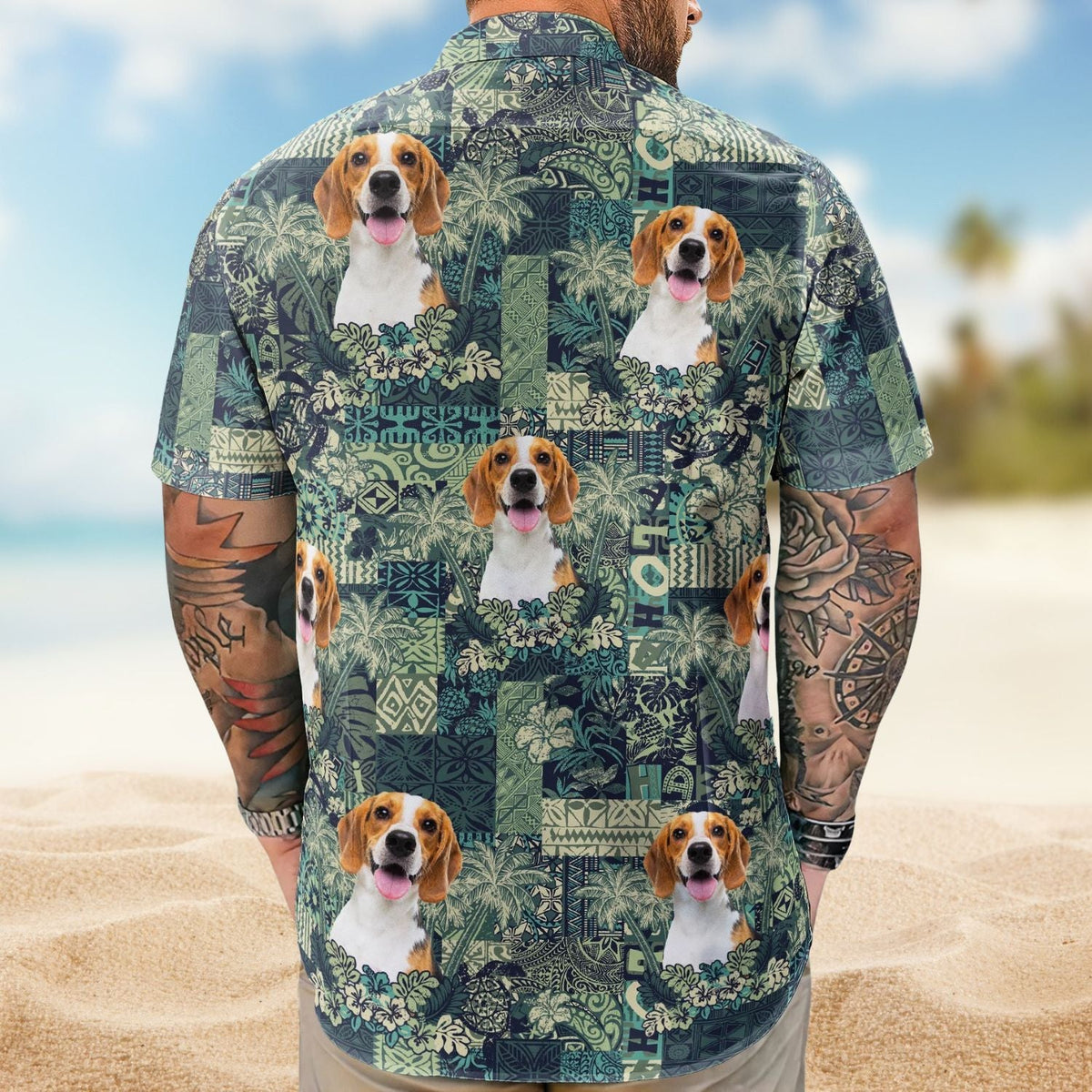 Funny Custom Pet Photo Hibiscus Palm Tree Hawaiian Shirt For Nature Lovers And Coastal Travel