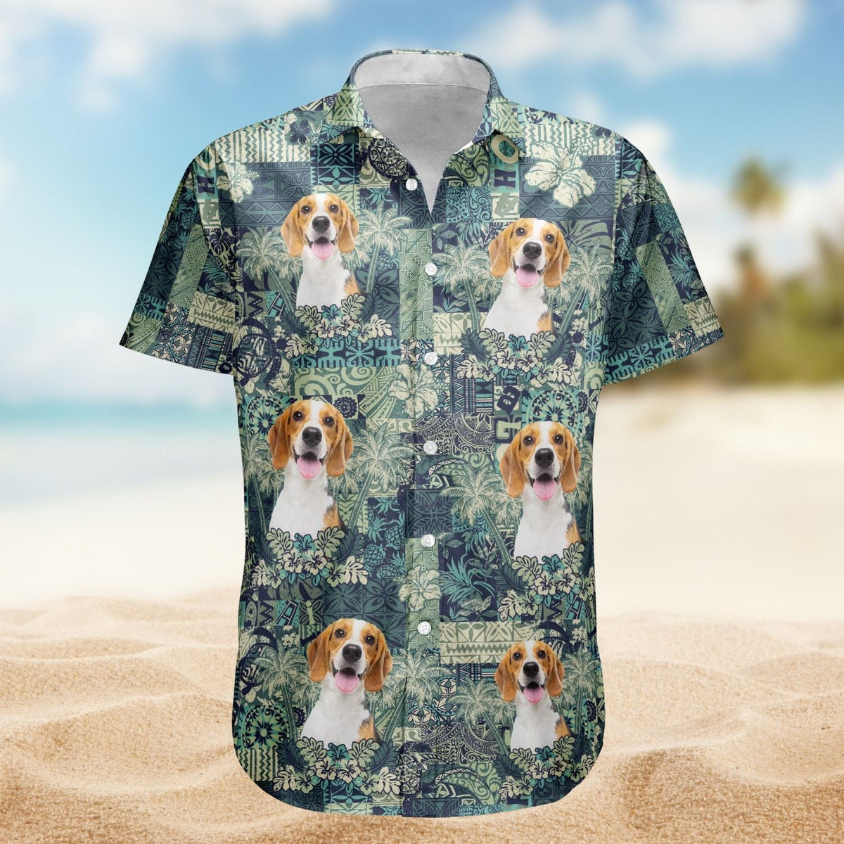Funny Custom Pet Photo Hibiscus Palm Tree Hawaiian Shirt For Nature Lovers And Coastal Travel
