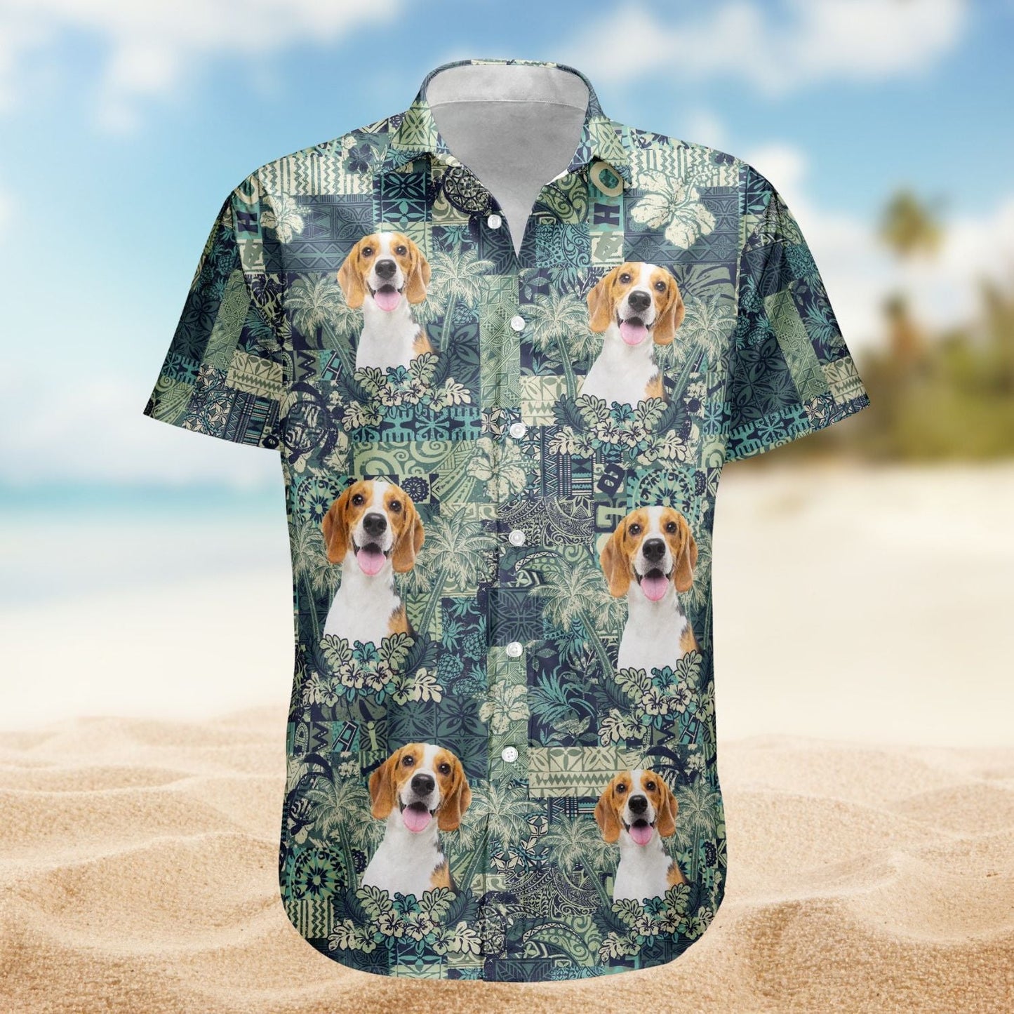 Funny Custom Pet Photo Hibiscus Palm Tree Hawaiian Shirt For Nature Lovers And Coastal Travel