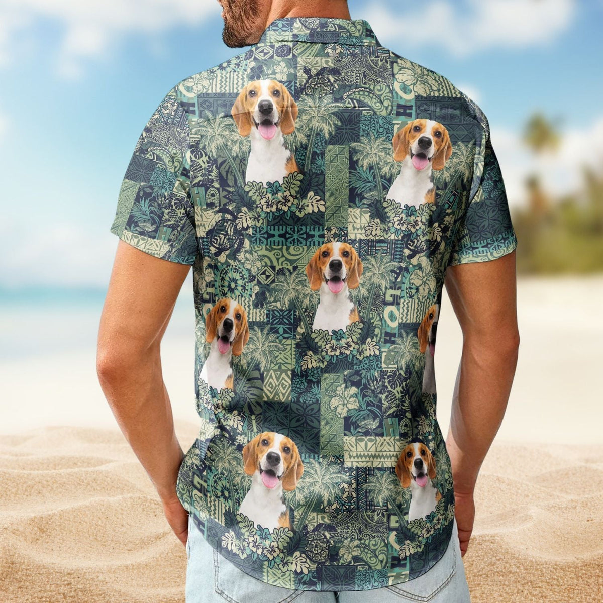 Funny Custom Pet Photo Hibiscus Palm Tree Hawaiian Shirt For Nature Lovers And Coastal Travel