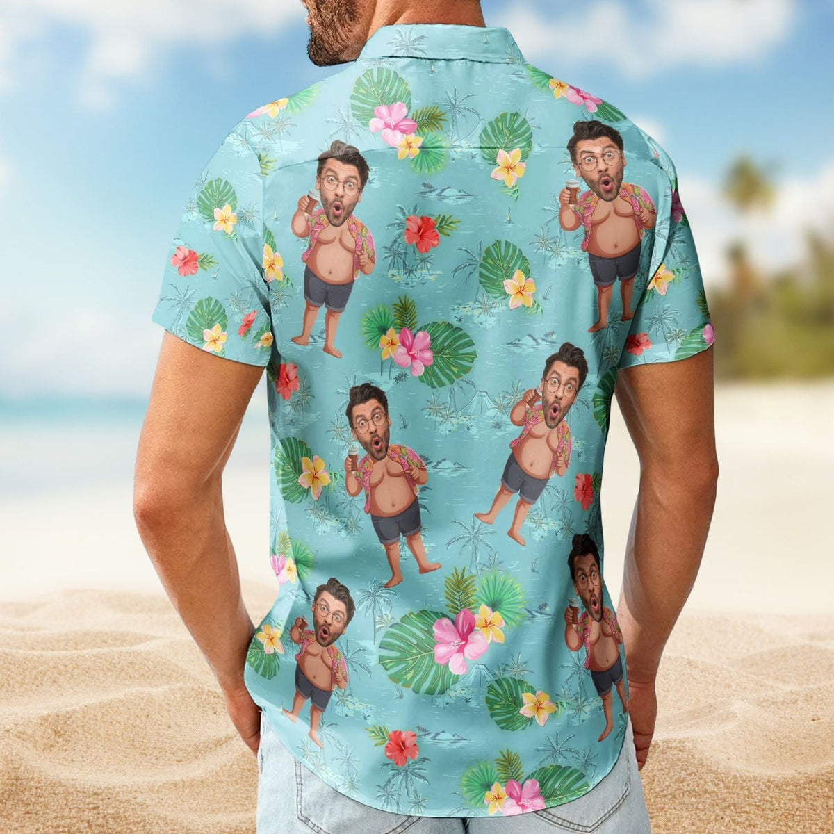 Funny Custom Face Personalized Photo Hawaiian Shirt For Summer Vacation, Beach Travel, And Relaxed Casual Everyday Wear