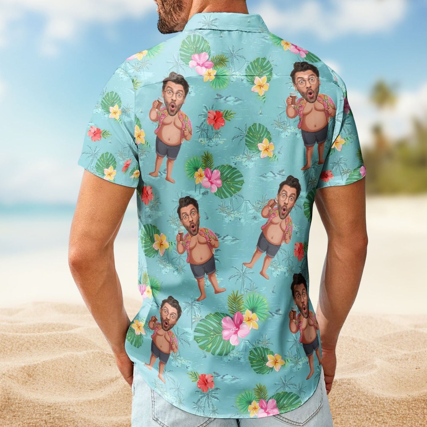 Funny Custom Face Personalized Photo Hawaiian Shirt For Summer Vacation, Beach Travel, And Relaxed Casual Everyday Wear