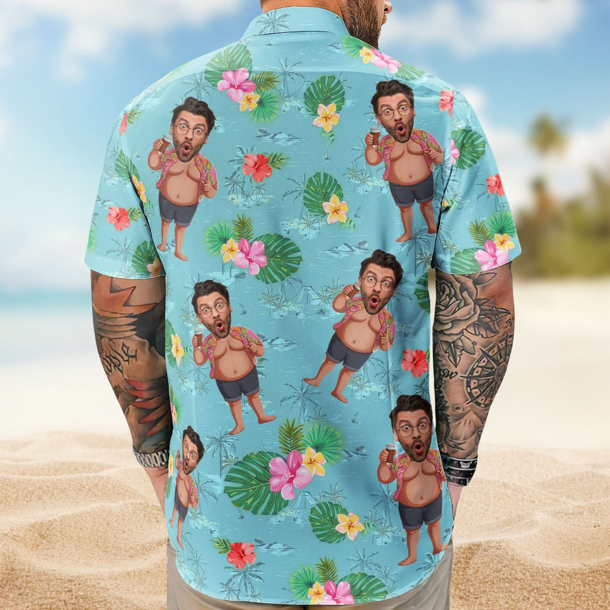 Funny Custom Face Personalized Photo Hawaiian Shirt For Summer Vacation, Beach Travel, And Relaxed Casual Everyday Wear