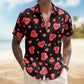Vintage Custom Heart Name Aloha Valentine's Day Hawaiian Shirt For Festive Vacations And Beach Parties