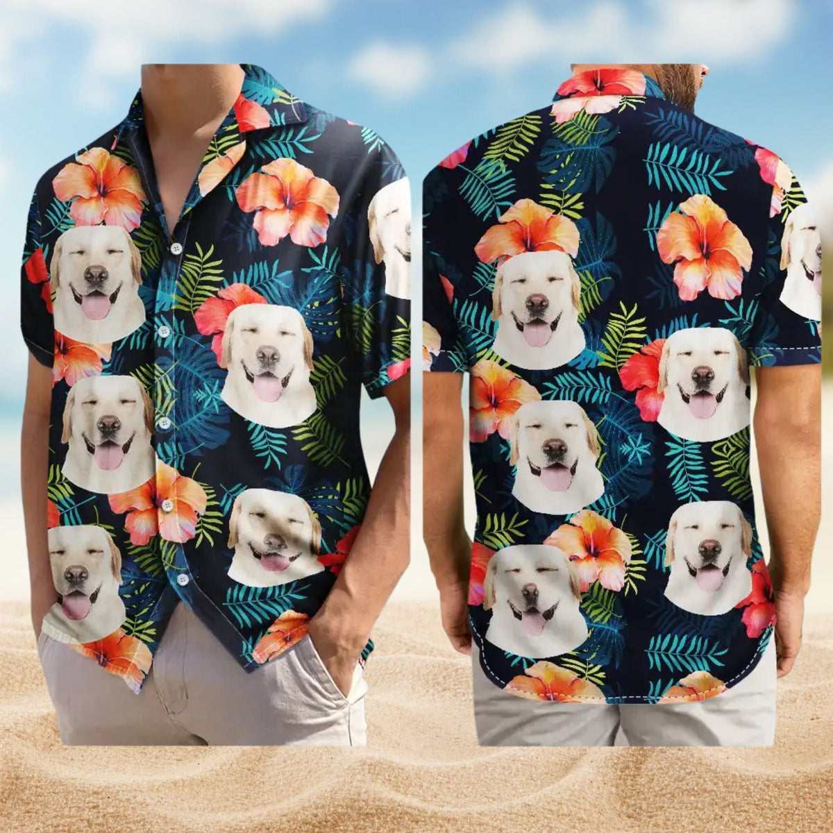 Tropical Custom Photo Vibes Pet Face Personalized Hawaiian Shirt For Custom Resort Wear And Summer Trips
