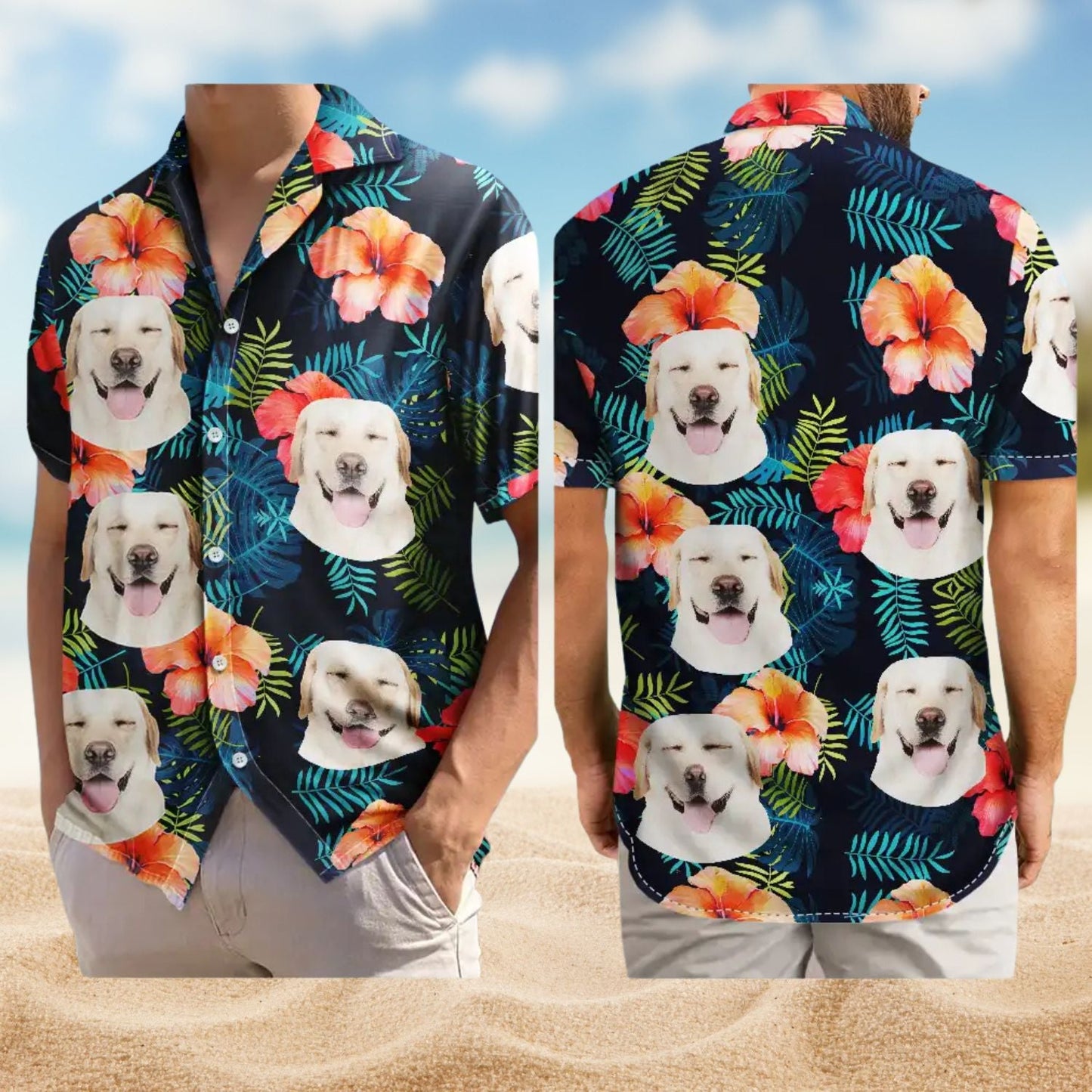 Tropical Custom Photo Vibes Pet Face Personalized Hawaiian Shirt For Custom Resort Wear And Summer Trips
