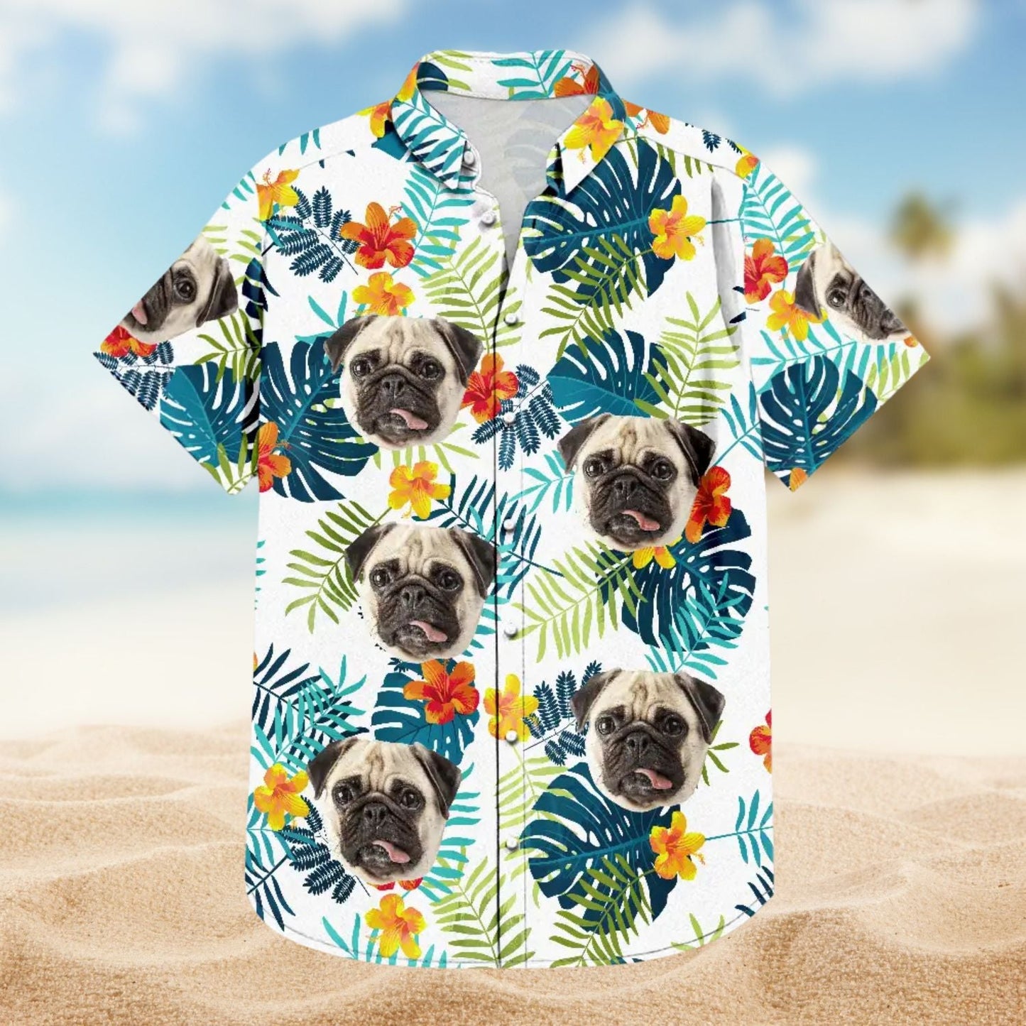 Tropical Custom Photo Vibes Pet Face Personalized Hawaiian Shirt For Custom Resort Wear And Summer Trips