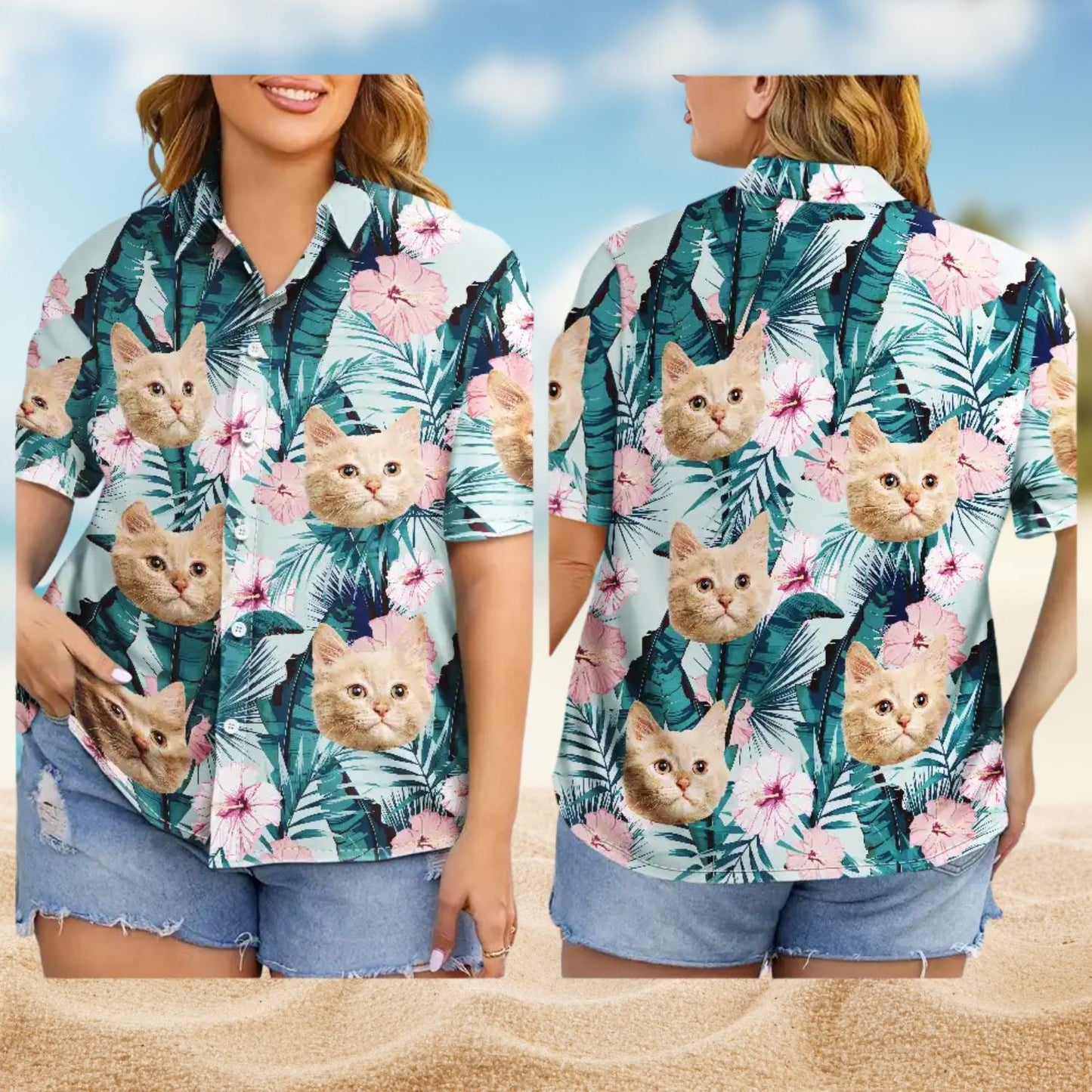 Tropical Custom Photo Vibes Pet Face Personalized Hawaiian Shirt For Custom Resort Wear And Summer Trips