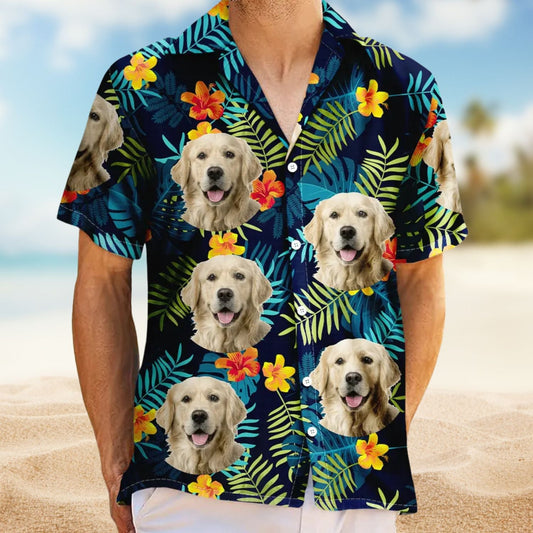 Tropical Custom Photo Vibes Pet Face Personalized Hawaiian Shirt For Custom Resort Wear And Summer Trips