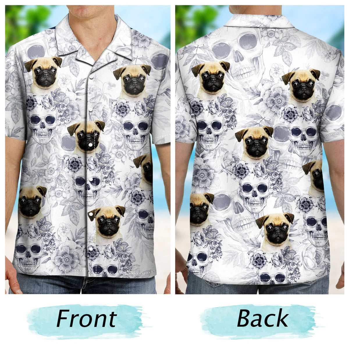 Tropical Skull Custom Photo Family Pet Face Hawaiian Shirt For Island Vacations And Everyday Style