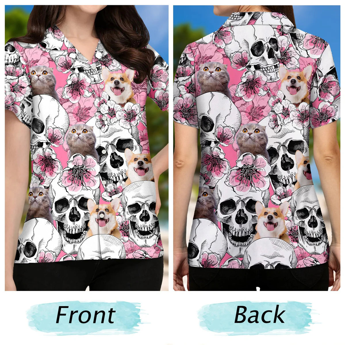 Tropical Skull Custom Photo Family Pet Face Hawaiian Shirt For Island Vacations And Everyday Style