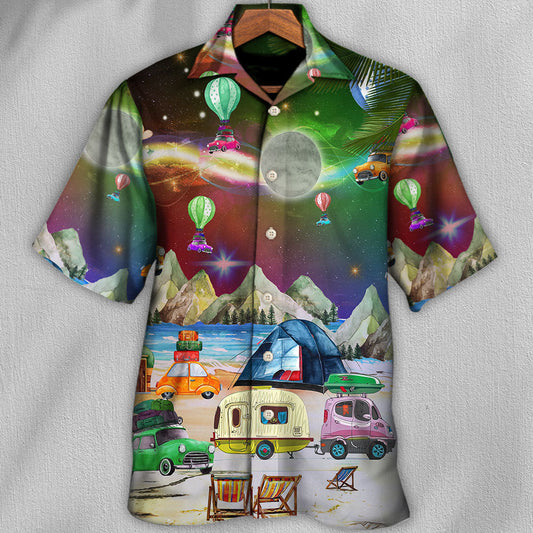 Camping Amazing Night Christmas Hawaiian Shirt Artwork View For Coastal Escapes And Resort Style