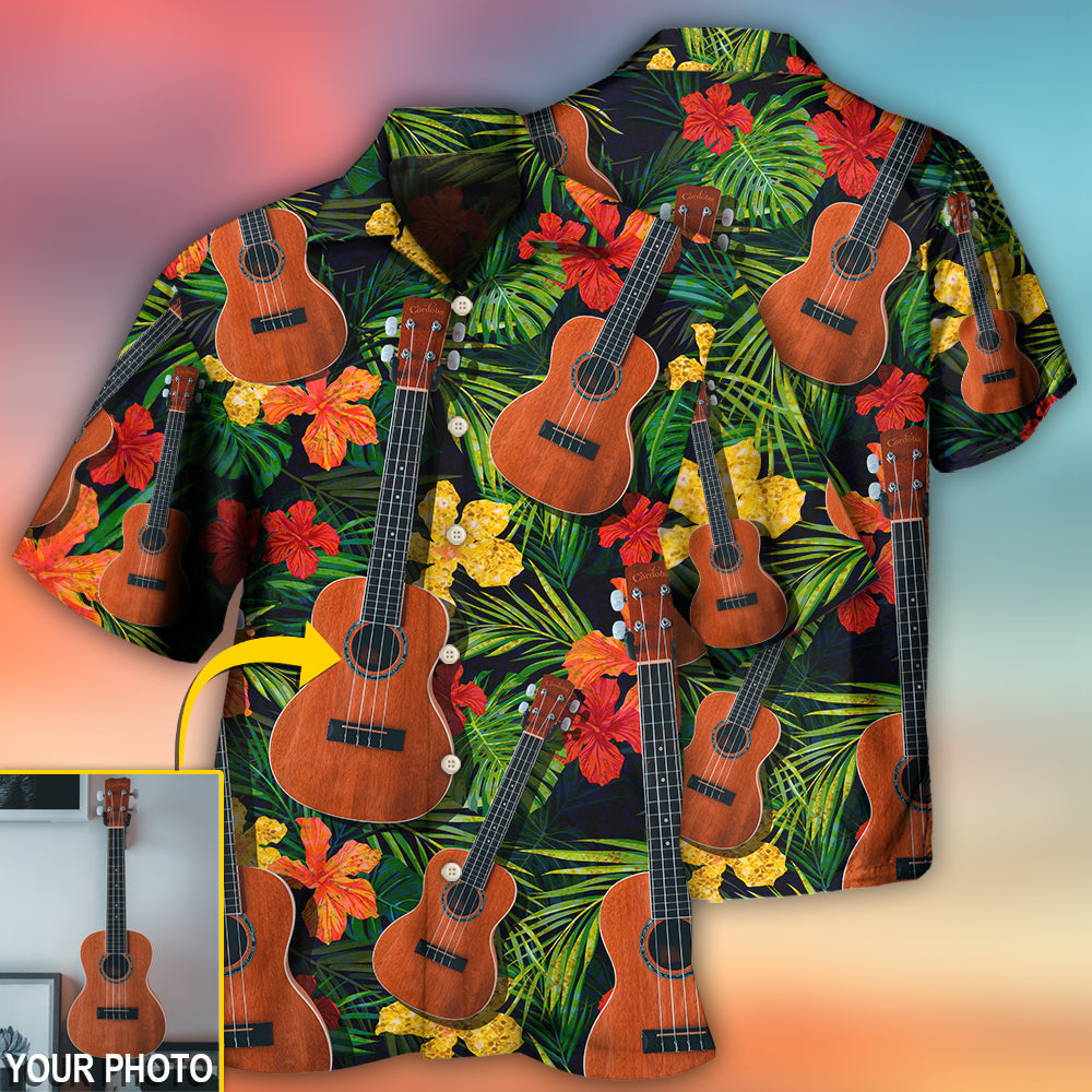 Tropical Guitar Various Custom Photo Hawaiian Shirt For Coastal Adventures And Warm Weather Wear