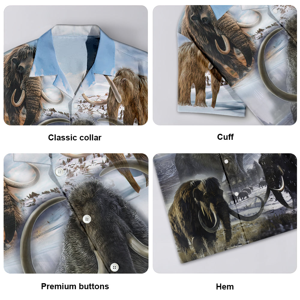 Heritage Elephant Mammoths Roamed Far Wide Hawaiian Shirt Artwork Detail For Tropical Trips And Casual Outings
