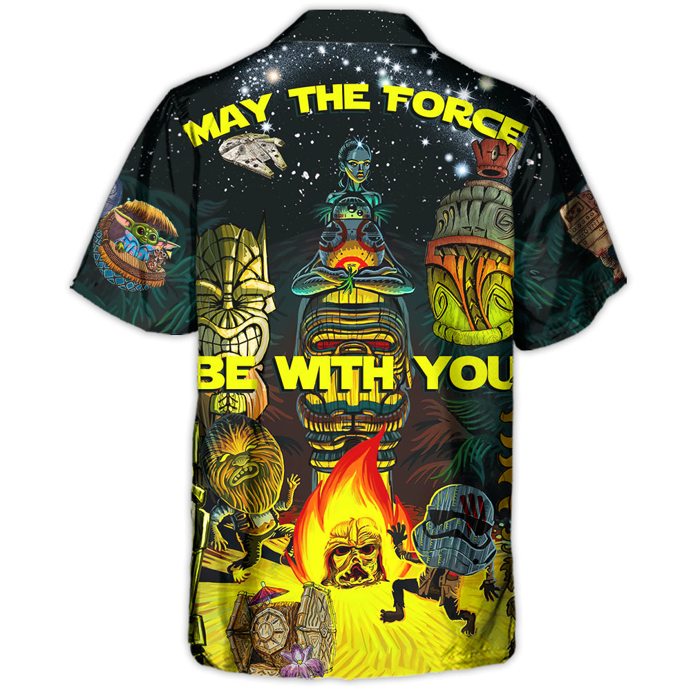 Tiki Cosmic Adventure Hawaiian Shirt Summer Design Detail For Tropical Vacations