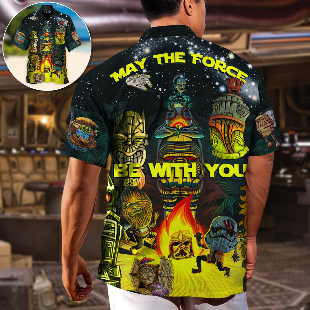 Tiki Cosmic Adventure Hawaiian Shirt Front Pattern View For Coastal Travel