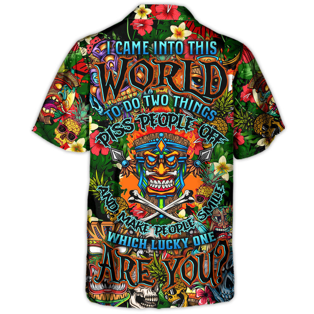 Rebellious Skull Design Hawaiian Shirt Design View For Resort Wear