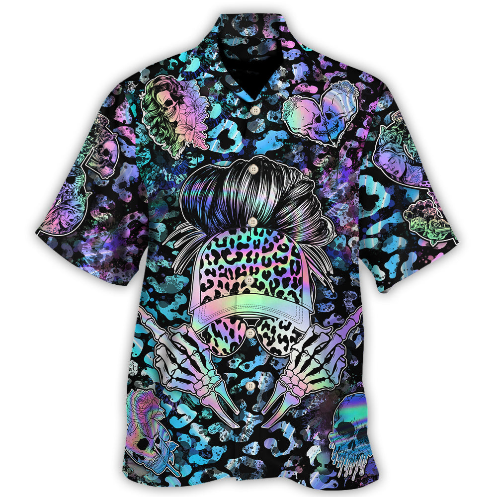 Skull Warning Hawaiian Shirt For Summer Events And Casual Outdoor Wear