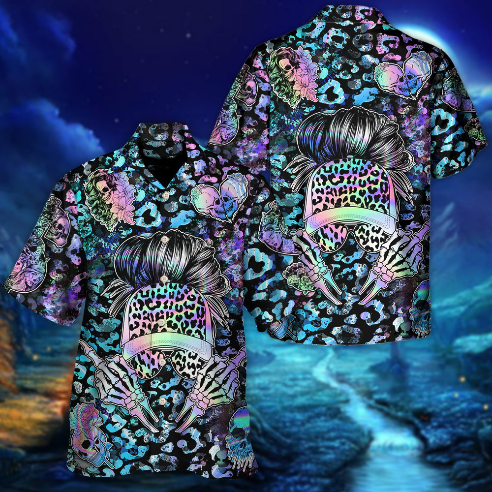 Bold Skull Attitude Hawaiian Shirt All Over Print Detail For Tropical Vacations