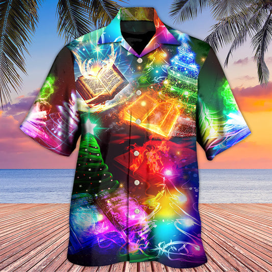 Festive Christmas Book Theme Hawaiian Shirt All Over Print Detail For Thoughtful Gifting