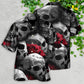 Skull Death Rose Hawaiian Shirt Artwork View For Weekend Travel And Beach Style