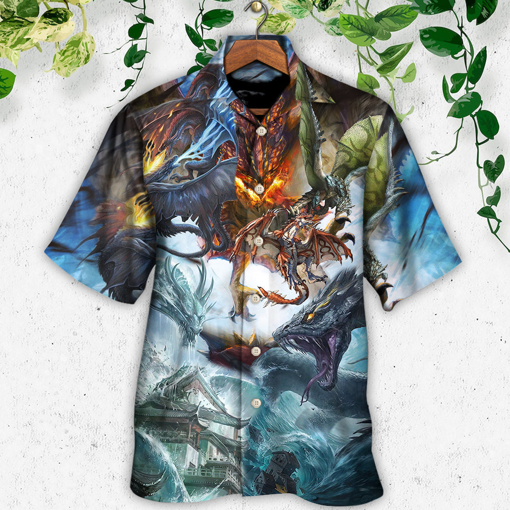 Dragon Battle Gods Hawaiian Shirt Pattern Detail For Summer Holidays And Outdoor Fun