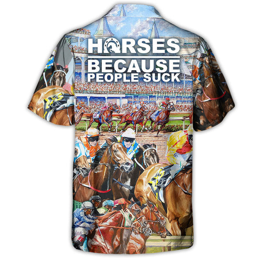 Horseback Riding Horse Hawaiian Shirt For Coastal Travel, Casual Events, And Comfortable Summer Wear