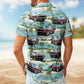 Vintage Car Beach Palm Tree Aloha Custom Hawaiian Shirt For Road Trips, Resort Travel, And Comfortable Summer Outings