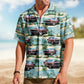 Vintage Car Beach Palm Tree Aloha Custom Hawaiian Shirt For Road Trips, Resort Travel, And Comfortable Summer Outings