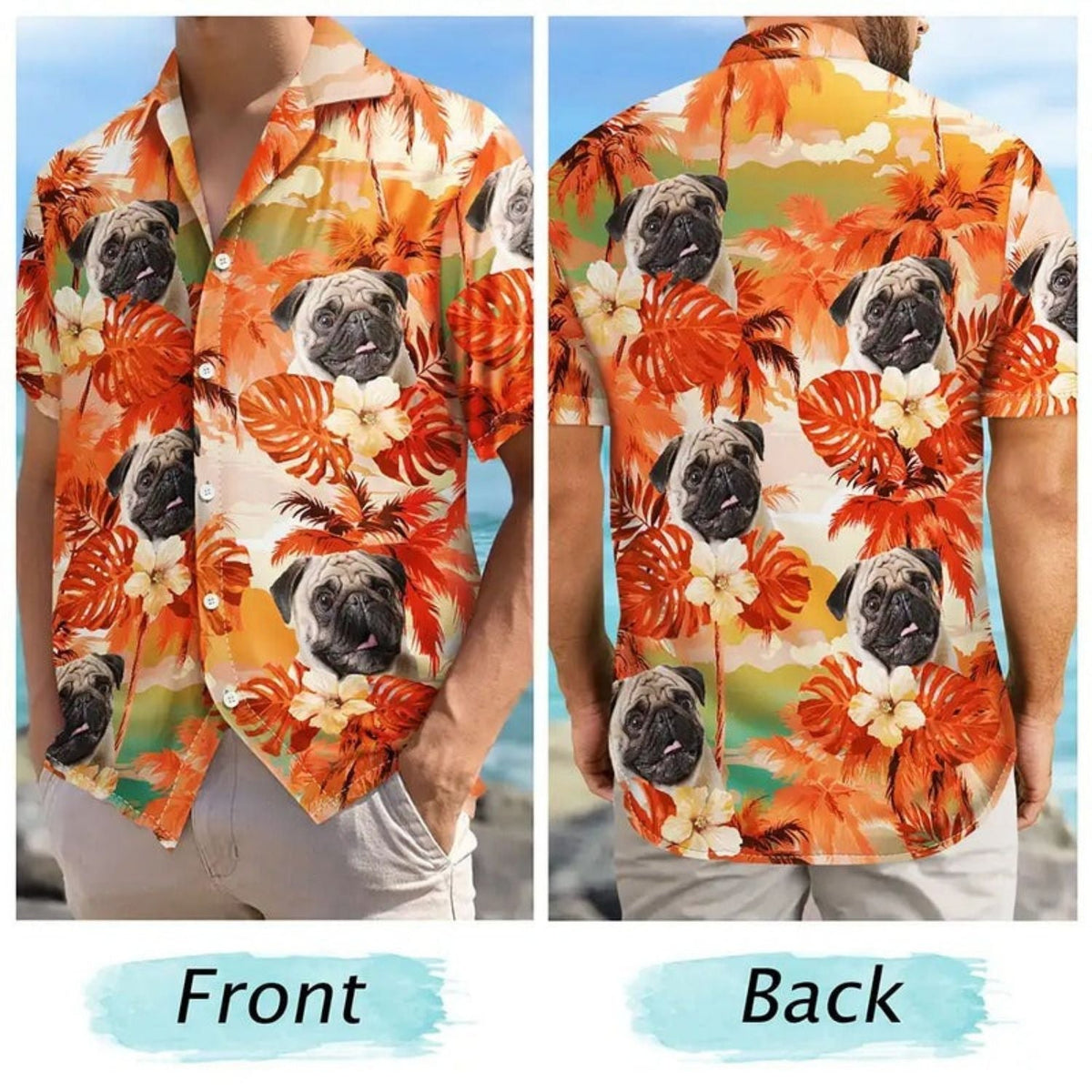 Tropical Beach Vacation Custom Photo Fun Face Hawaiian Shirt For Summer Vacation And Beach Travel