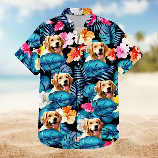Tropical Funny Dog Beach Custom Photo Family Hawaiian Shirt For Personalized Vacation Style And Beach Travel